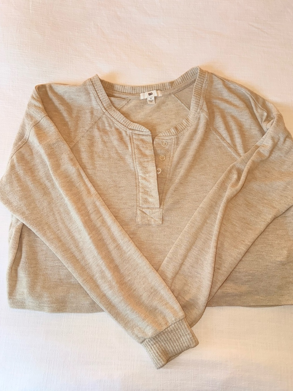 BP Cream Long-Sleeve Henley Top
